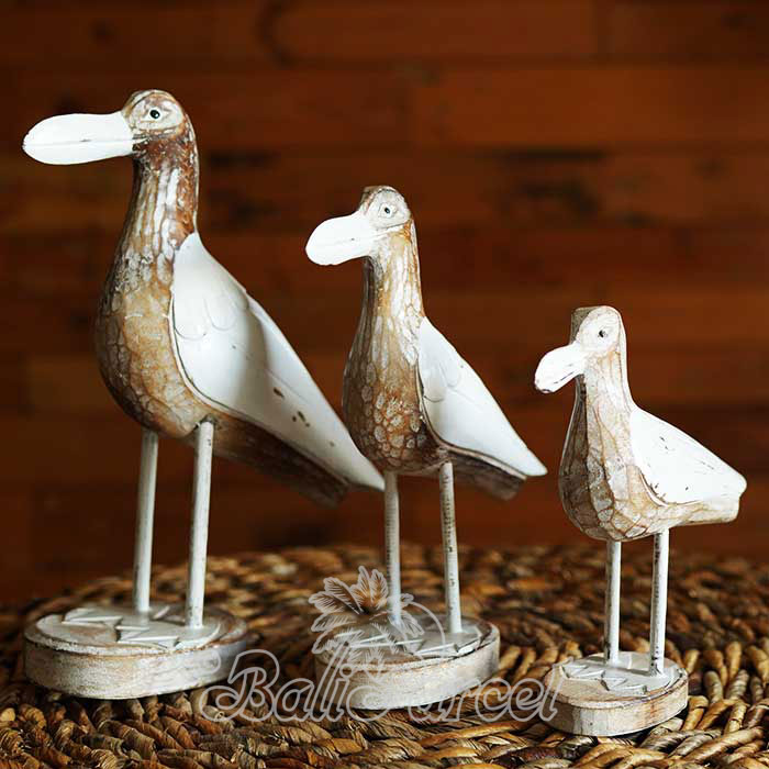 Wooden Bird Set Of 3, Handmade From Albesia Wood