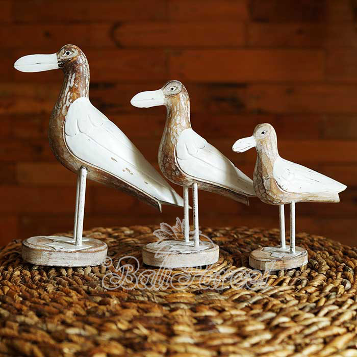 Wooden Bird Set Of 3, Handmade From Albesia Wood