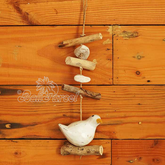 Wooden Wallhanging Bird, Handmade From Albesia Wood