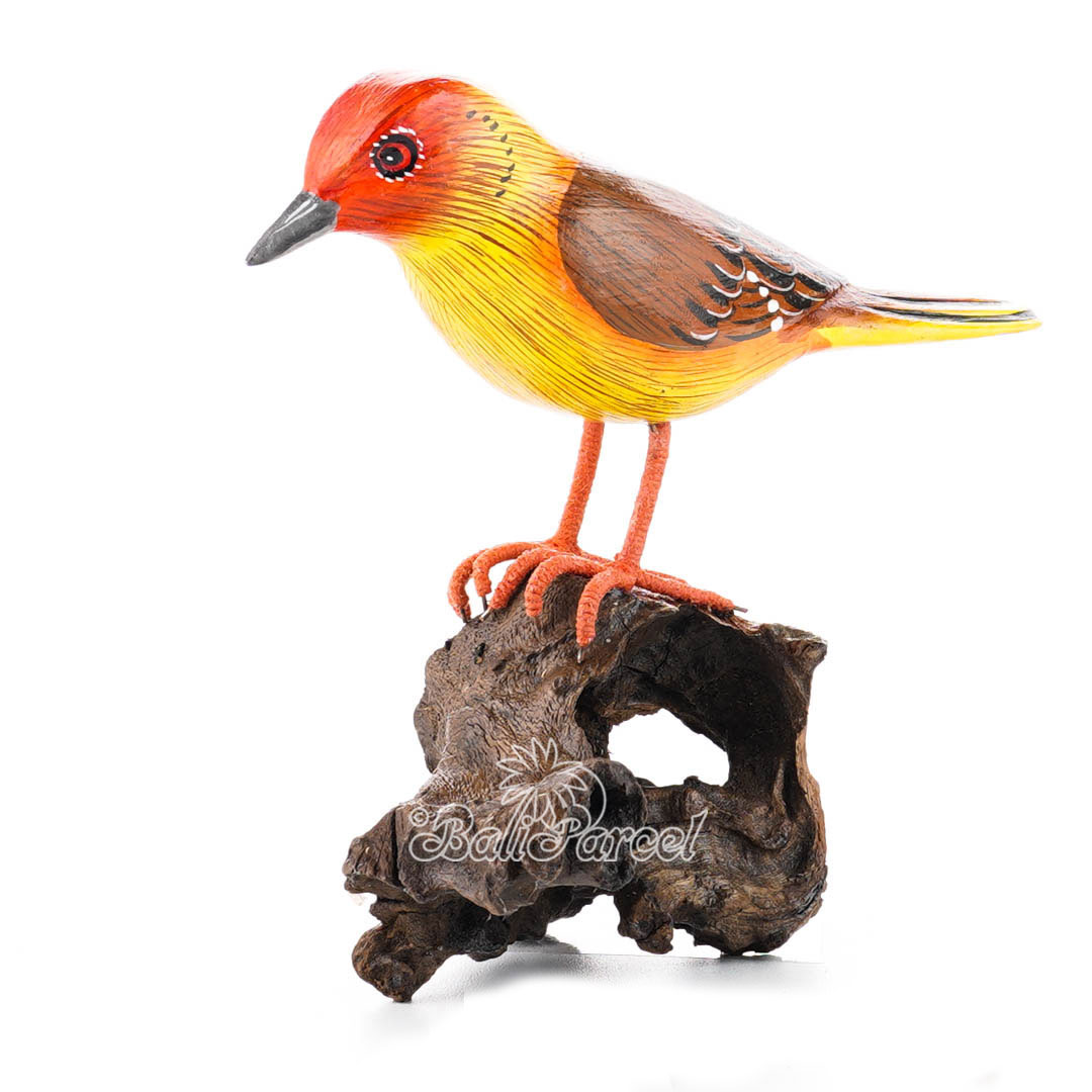 Wooden Bird With Painted, Handmade From Albesia Wood