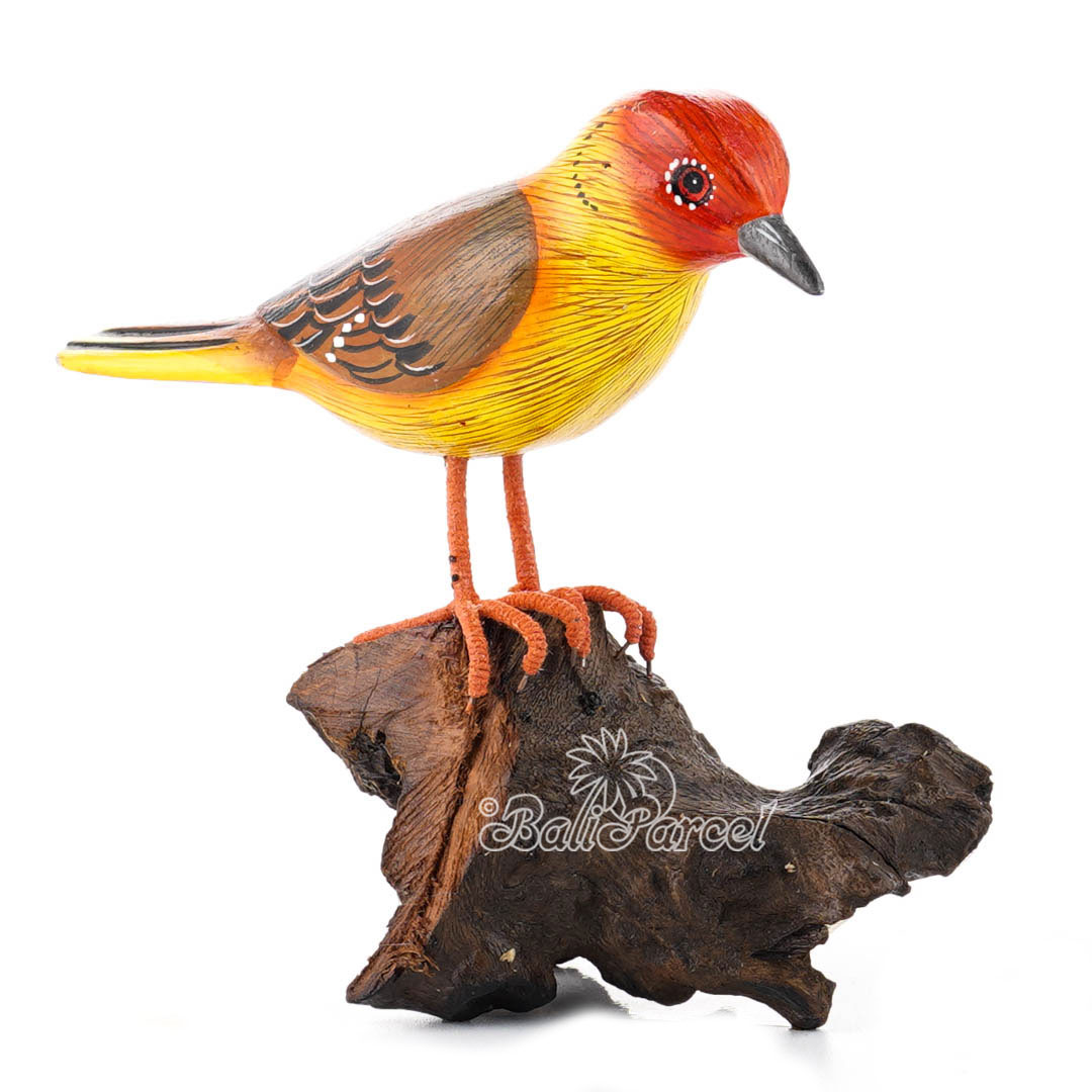 Wooden Bird With Painted, Handmade From Albesia Wood