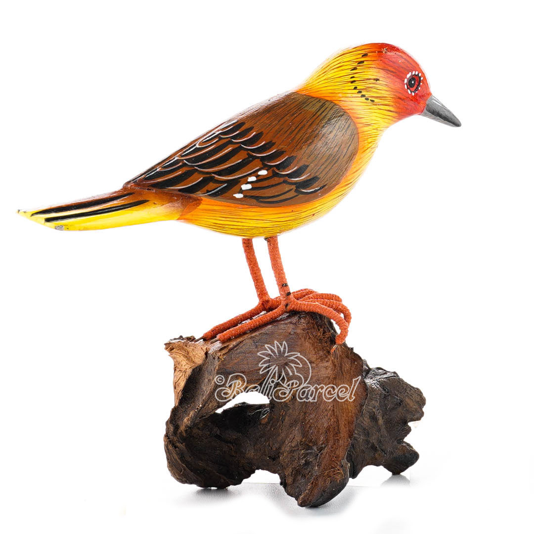 Wooden Bird With Painted, Handmade From Albesia Wood