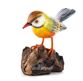 Wooden Bird With Painted, Handmade From Albesia Wood