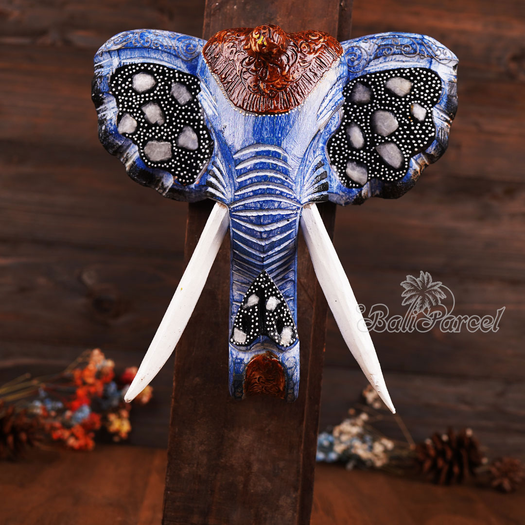 Wooden Wallhanging Elephant Head, Handmade From Albesia Wood