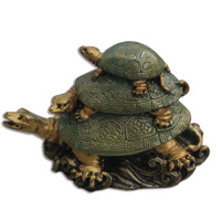 Wooden 3 Turtle With Painted, Handcarved From Albesia Wood