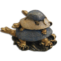 Wooden 3 Turtle With Painted, Handcarved From Albesia Wood