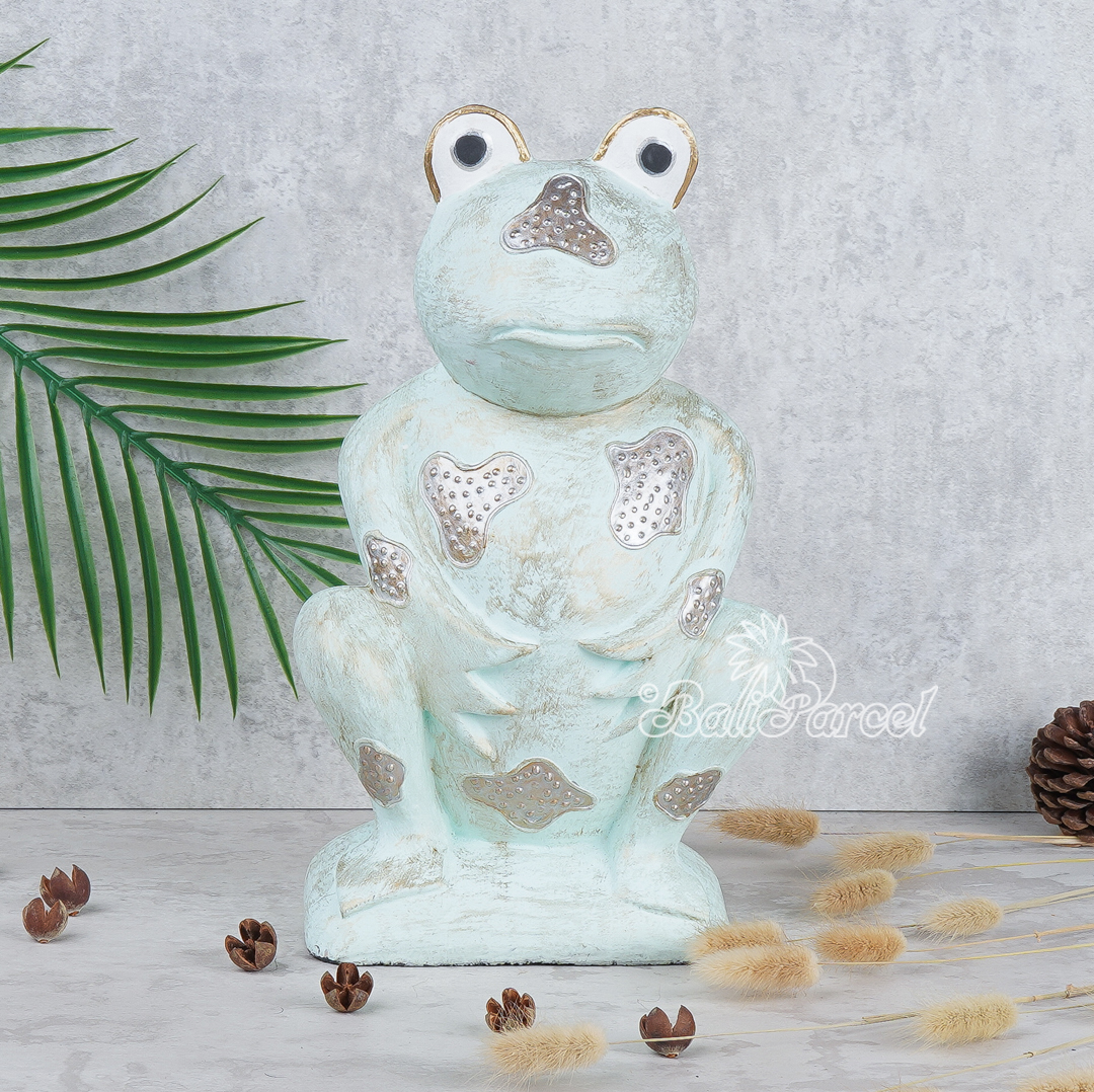 Wooden Frog With Painted, Handmade From Albesia Wood