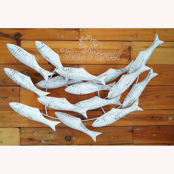 Wooden Fishs On Wire With Painted, Handmade From Albesia Wood