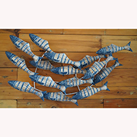Wooden Fishs On Wire With Painted, Handmade From Albesia Wood