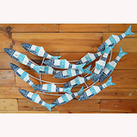 Wooden Fishs On Wire With Painted, Handmade From Albesia Wood