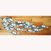 Wooden Fishs On Wire With Painted, Handmade From Albesia Wood