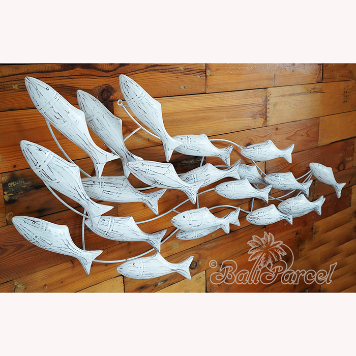 Wooden Fishs On Wire With Painted, Handmade From Albesia Wood