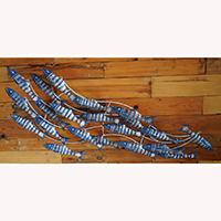 Wooden Fishs On Wire With Painted, Handmade From Albesia Wood