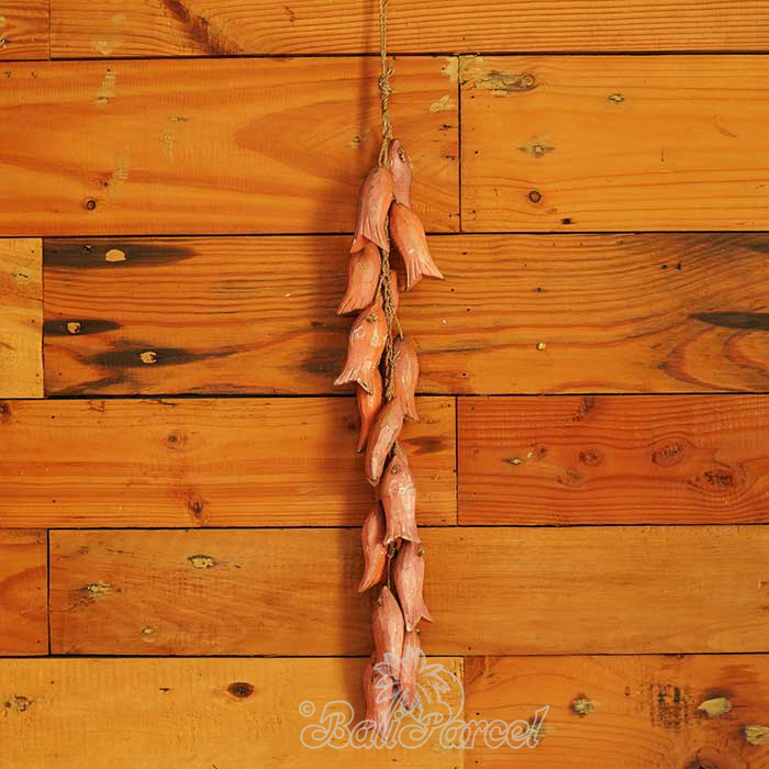 Wooden Fish Hanging, Handmade From Albesia Wood