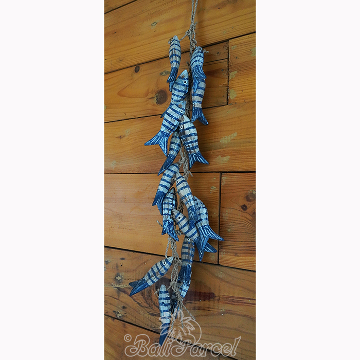 Wooden Fish Hanging, Handmade From Albesia Wood