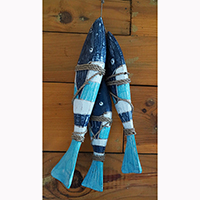 Wooden Wall Hanging 3 Fish On String, Handmade From Albesia Wood