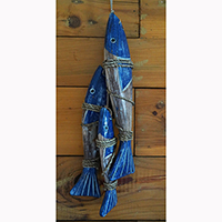 Wooden Wall Hanging 3 Fish On String, Handmade From Albesia Wood