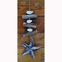 Wooden Wall Hanging Starfish, Handmade From Albesia Wood