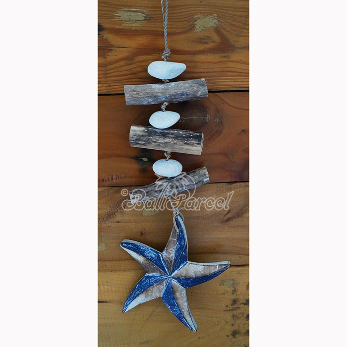 Wooden Wall Hanging Starfish, Handmade From Albesia Wood