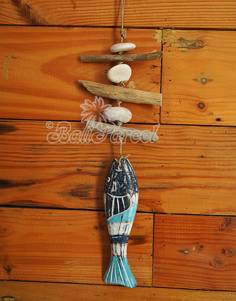 Wooden Wall Hanging Fish, Handmade From Albesia Wood