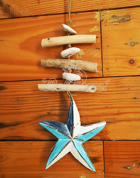 Wooden Wall Hanging Starfish, Handmade From Albesia Wood
