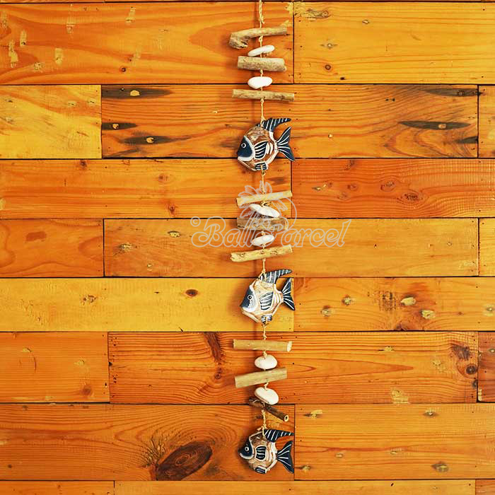 Wooden Wall Hanging Fish, Handmade From Albesia Wood