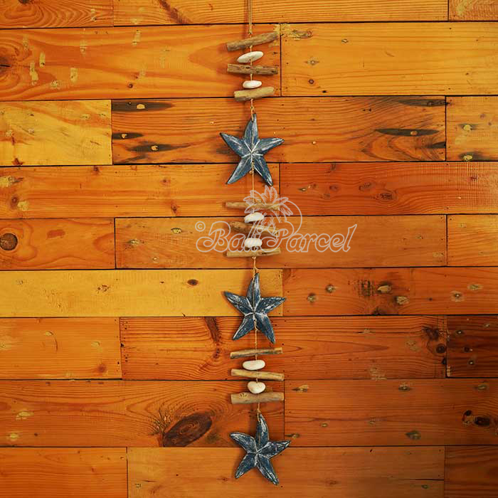 Wooden Wall Hanging Starfish, Handmade From Albesia Wood