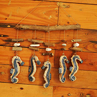 Wooden Wall Hanging 5 Sea Horse, Handmade From Albesia Wood