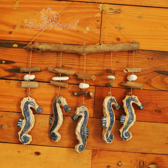 Wooden Wall Hanging 5 Sea Horse, Handmade From Albesia Wood
