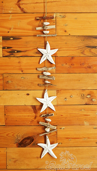 Wooden Wall Hanging Starfish, Handmade From Albesia Wood