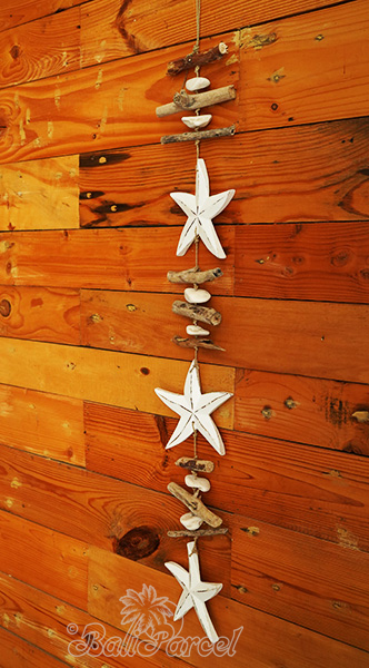 Wooden Wall Hanging Starfish, Handmade From Albesia Wood