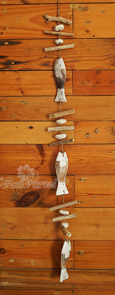 Wooden Wall Hanging Fish, Handmade From Albesia Wood