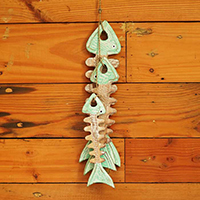 Wooden Wall Hanging Fish, Handmade From Albesia Wood