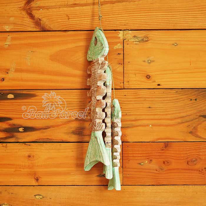 Wooden Wall Hanging Fish, Handmade From Albesia Wood