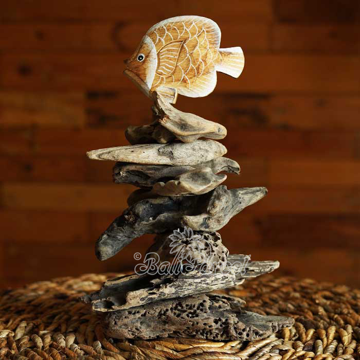Wooden Fish With Stand, Handmade From Albesia Wood