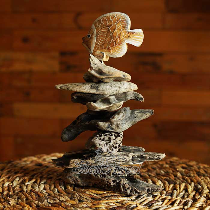 Wooden Fish With Stand, Handmade From Albesia Wood