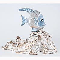 Wooden Angelfish With Stand, Handmade From Albedsia Wood