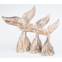 Wooden Whale Tail Set Of 3, Hand Made From Albesia Wood
