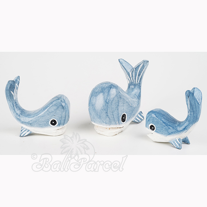 Wooden Whale Set Of 3, Hand Made From Albesia Wood