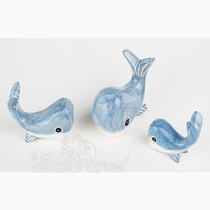 Wooden Whale Set Of 3, Hand Made From Albesia Wood