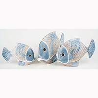 Wooden Goldfish Set Of 3, Handmade From Albesia Wood