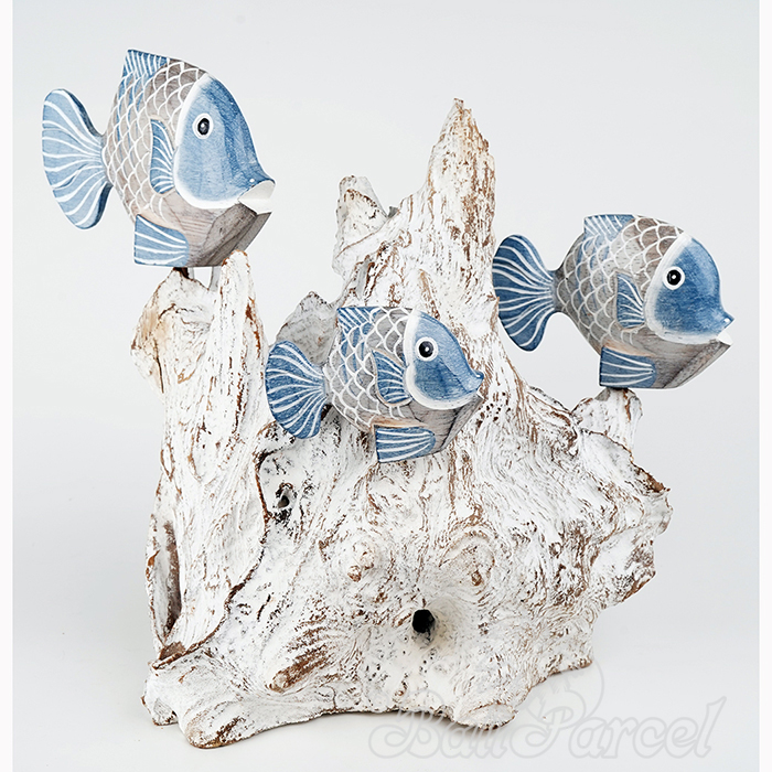 Wooden 3 Goldfish With Stand, Handmade From Albesia Wood