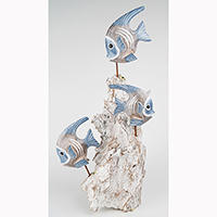 Wooden Angelfish With Stand, Handmade From Albesia Wood