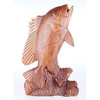 Wooden Bass Fish, Hand Carved From Suar Wood