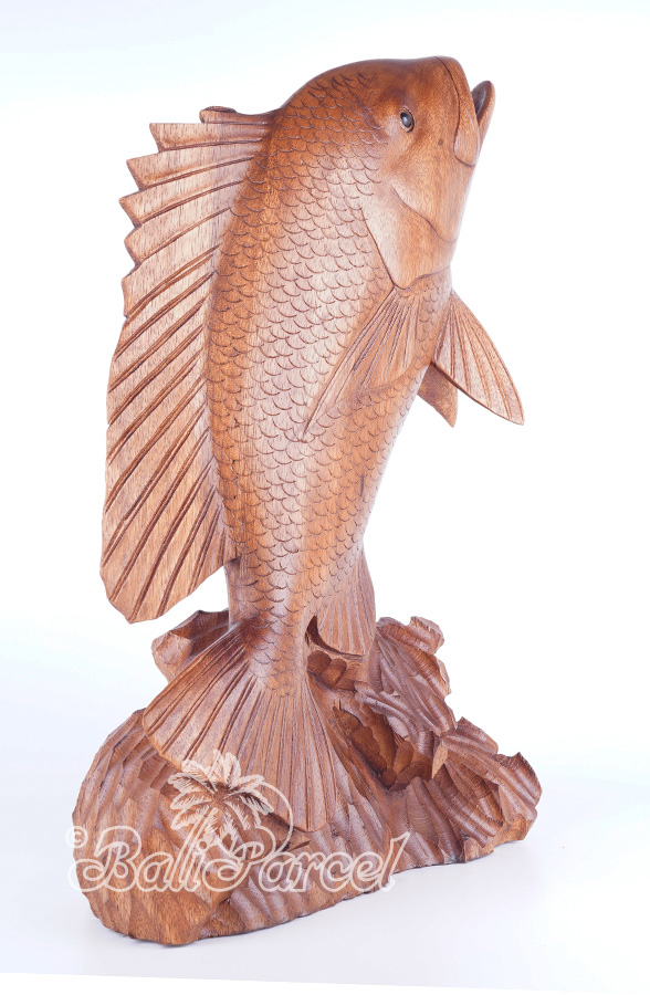 Wooden Bass Fish, Hand Carved From Suar Wood