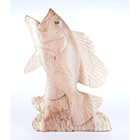 Wooden Bass Fish, Hand Carved From Suar Wood