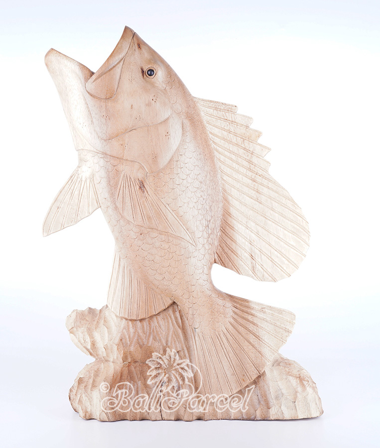 Wooden Bass Fish, Hand Carved From Suar Wood