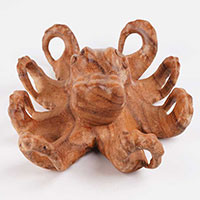 Wooden Octopus, Hanmade From Suar Wood