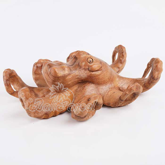 Wooden Octopus, Hanmade From Suar Wood