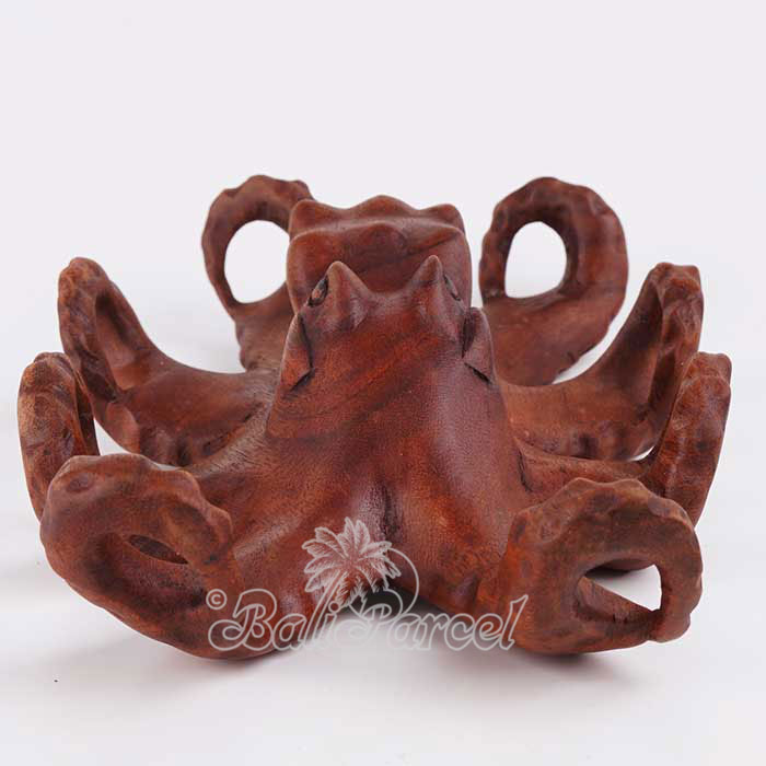 Wooden Octopus, Hanmade From Suar Wood